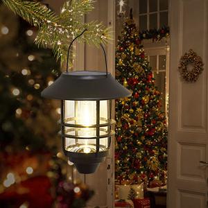 2 Pack Solar Wall Lantern Lights Outdoor, IP65 Waterproof Solar Powered Hanging Lights with Tungsten Filament Bulb, Dusk to Dawn Auto On/Off Solar Sconce Lights for Porch, Fence, Wall, Patio Deco