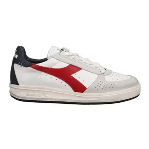 diadora Mens B.Elite H Leather Dirty Perforated Lace Up Sneakers Shoes Casual - White