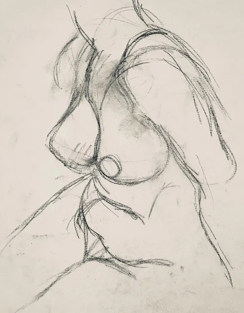 Ian Hornak, Renaissance Female Nude Figure Study, 1963, Original Drawing