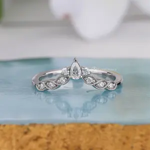 Pear Cut Curved Matching Stackable Wedding Band