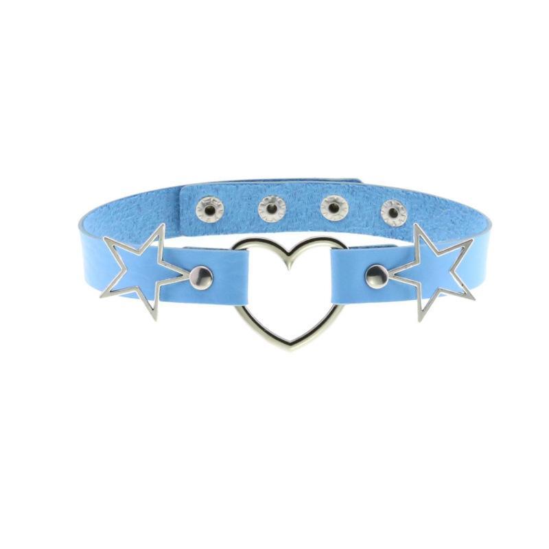 Punk rock style jewelry, cute star collar, adjustable length and size love necklace, four colors, pink/blue/black/white, recommended as a gift for your girlfriend, daily matching