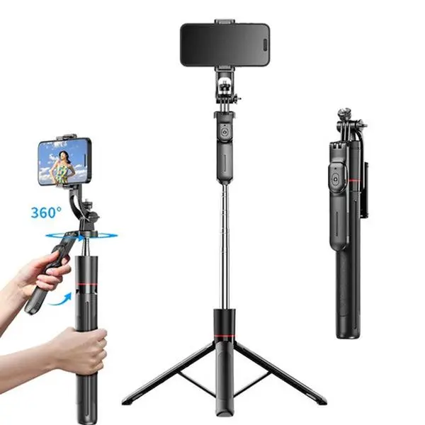 67" Adjustable Cellphone Selfie Stick Tripod - High & Firm, Wireless Bluetooth Remote, Extendable for iPhone 17/16/15/14/13/12 & Android Digital Cameras, Ideal for Vlogging, Live Streaming