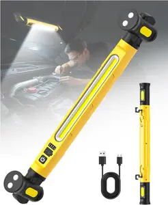 5200mAh Long Lasting Under Hood Work Light Bar, 3000LM Super Bright Yellow LED Magnetic Mechanic Light, Cordless Rechargeable Garage Inspection Light with Hooks for Car Repair, Auto Maintenance & Emergency Use
