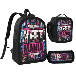 Jey Uso Backpack With Lunch Box Pencil Case 3 In 1 For Boy Girl Teen Schoolbag Lightweight Large Capacity 600D Oxford Cloth Adjustable Straps Comfortable Mesh Back Cushioning backpack goals-A