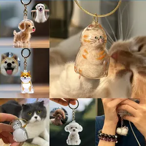 Transparent Pet Hair Storage Capsule Keychain - Commemorative Collectible Pendant with Cute Dog & Cat Designs, Durable Plastic Memorial Keepsake for Dog Cat Lovers, All Breeds & Sizes