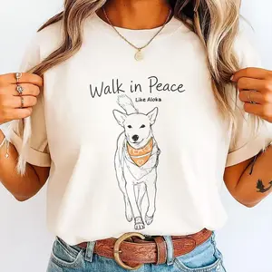 Walk in Peace Like Aloka T-Shirt: Charming Dog Lover's Joy, Serene Mindfulness Graphic Tee, Peaceful Calm Aesthetic Unisex Shirt, Soft Cotton Relaxed Fit, Vintage Pigment Dyed, Cozy Heavyweight Oversized Style for Everyday Chill