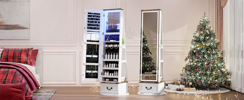 Miuvanity 5-in-1 360 Swivel Jewelry Cabinet with LED Light