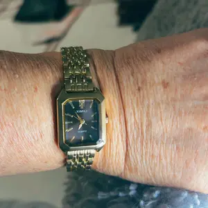 Oasis-Luxury Ladies Fashion Quartz Watch Simple Scale Square Quality Gold Plated Women Watches Business,Gift box & Adjuster-Valentine's Day gifts