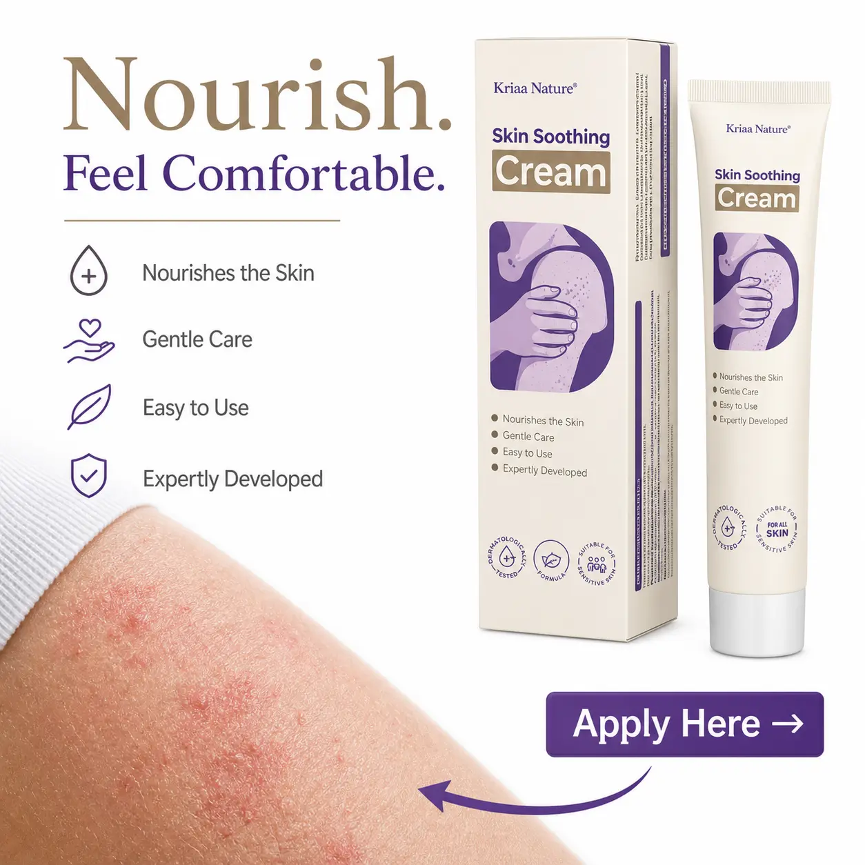 Kreain Nature Tea Tree Extract Soothing Cream, Gentle Nourish Itchy Skin For Daily Care