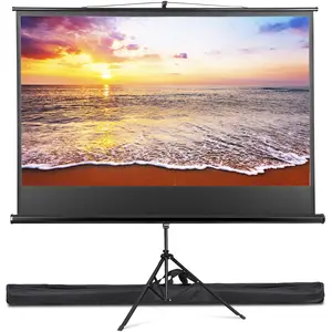 SUPERDEAL 84 inch Projector Screen with Stand for Movie or Office Presentation,16:9 HD Tripod Screen for Projector with Carry Bag Black