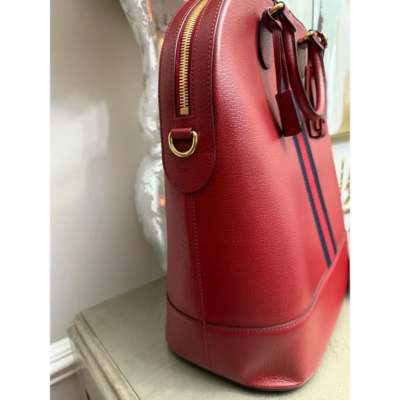 Pre-owned GUCCI Leather Shoulder bags Savoy Web Bowling Tote