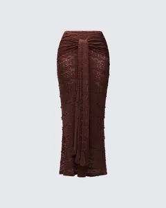 Dreya Brown Textured Maxi Skirt