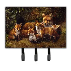 212 MAIN Daphne Baxter Fox Family Themed Wall-Mounted Key Hooks, 9x6 in Metal Home Decor Leash or Key Holder Hanger