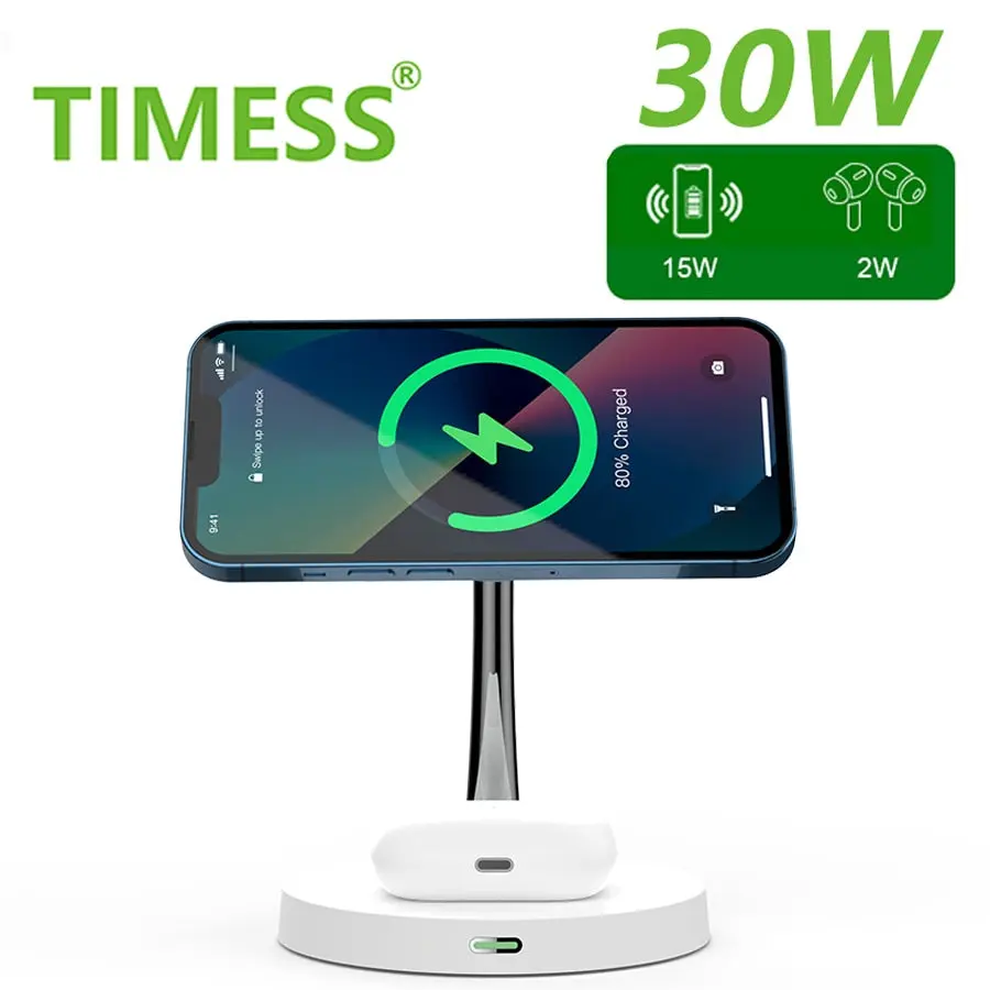 iPhone Magnetic Wireless Charger Station Dock Charging Device Smartphone Cellphone Electronic Mobile