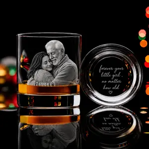 Personalized Whiskey Glass for Dad, Custom Photo Engraved Whiskey Glass, Father’s Day Gift from Daughter, Forever Your Little Girl Gift for Dad