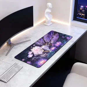 Large Cartoon Fairy Mouse Pad, Decorative Desk Mat for Home Office Hotel, Non-Slip Gaming Keyboard Pad, Unique Design Table Cover