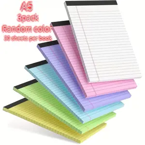 3-Pack Colorful Tear-Off Notebooks, 12.7x20.32cm, Large Grid, Writing Pad, Legal Notebook, 30 Pages Each, School & Office Supplies