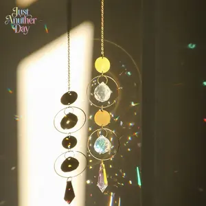 2pcs Crystal Sun Catcher Wind Chimes, Rainbow Prism Hanging Ornament, Light Refraction Crystal Pendant for Window Garden Patio, Boho Home & Party Decor