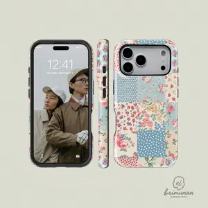 SUZIE Quilt Patchwork Phone Case |   Protective Vintage cottage Premium Film 2 in 1 Phone Case - Durable, Shock Absorbing and Stylish Protection - Compatible with iPhone 17 16, 15, 14, 13, 12, 11, Plus, Pro, Pro Max, Perfect birthday gift for friends.