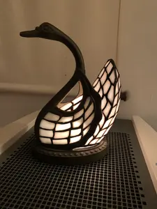 Lamps - Night Lamps with Tiffany Shade & Zinc Base for Soft Ambient Glow - No Additional Features Assumed