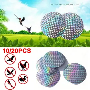 10/20 Pieces Round Adhesive Bird Repellent Sheets, Reflective Anti-Bird Stickers, Laser Sheet for Bird Deterrence, Outdoor Use