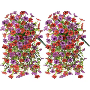 2 Piece Artificial Hanging Flowers, UV Resistant Outdoor Decor, Realistic Look, Perfect for Home Pots, Porch, Patio
