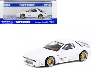 Tarmac 1:64 Scale Pandem Mazda RX-7 FC3S White Diecast Metal Model Toy Vehicle