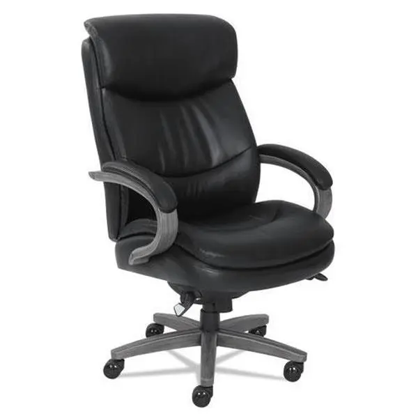 La-Z-Boy LZB48961A Big & Tall Wood Executive Rotating Wheel-Based Comfortable Desk Chair, Black, Rotating Desk Chairs, Comfortable Desk Chairs