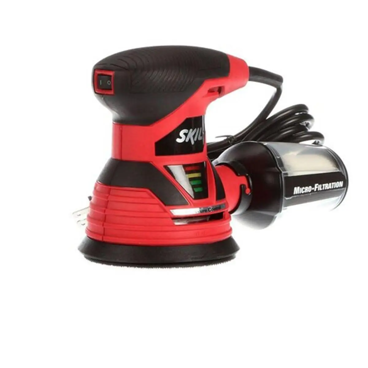 SKIL Low Profile Sander for Comfortable Use, 7000 to 13,000 RPM, 5-Inch Hook Loop Pad, Cyclonic Dust Box, Includes 3 Sand Sheets, Over Mold Grip, Variable Speed, 5 In., Alternate Dust Extraction, Filter Free For Easy Clean Up