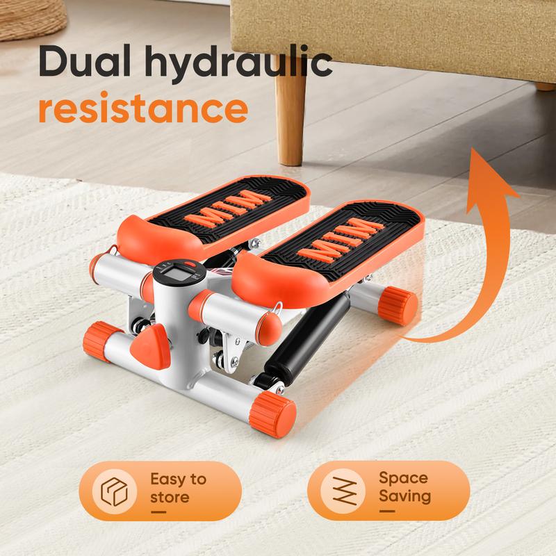 Steppers for Exercise at Home, Mini Stair Stepper with Resistance Bands,Adjustable Height Twist Stepper with 350lbs Loading Capacity, Exercise Equipment for Full Body Workout