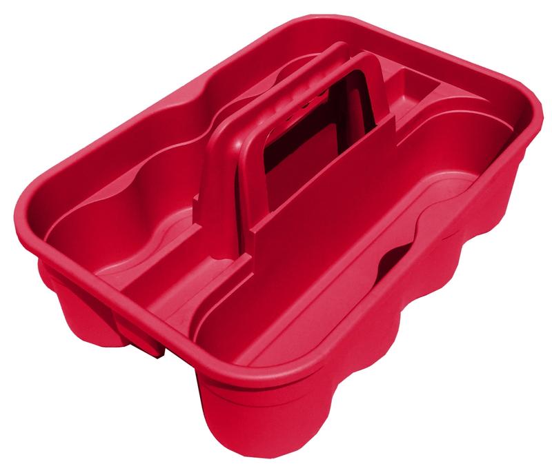 Arena 1 lbs Durable Plastic Rectangle Bottle Carry Caddy - Handmade Single Unit, Open No-Lid Kitchen & Bar Wine Utensil Organizer That Fits on Cleaning Carts