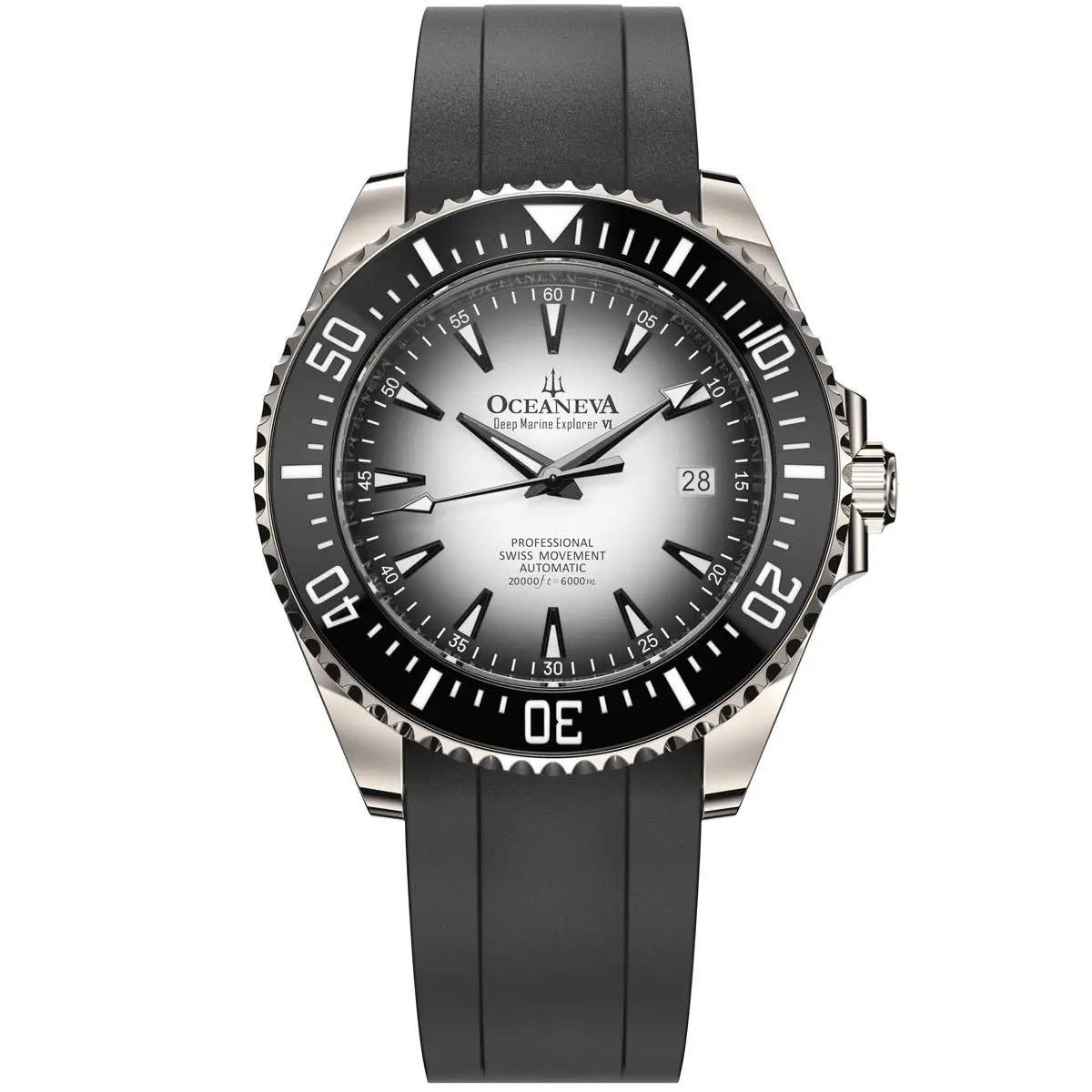 Oceaneva Deep Marine Explorer VI 6000m Automatic Watch – Grade 5 Titanium, White Burst Dial, Swiss Movement, Limited Edition