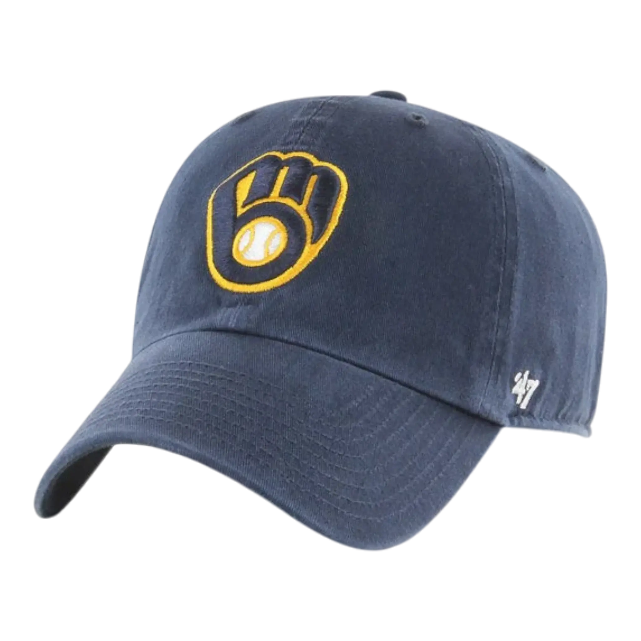 47 Brand Clean Up Milwaukee Brewers Strapback in Navy | Adjustable Cap