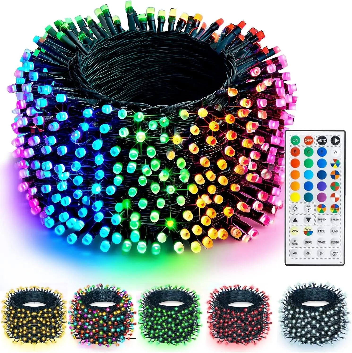TW SHINE Color Changing Christmas Lights, 66 FT 200 LED Warm White and RGB Halloween Lights with Remote Waterproof, Outdoor String Lights for Indoor Xmas Tree Wedding Decorations
