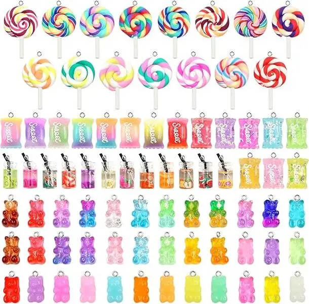 Cute Candy Resin Pendant Charms, DIY Jewelry Craft Supplies for Keychains, Necklaces, Bracelets, Earrings and Decorations