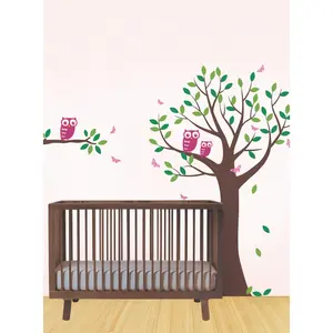 Tree Decal with Owls and Butterflies