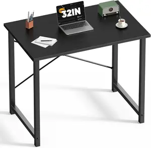 32 Inch Office Small Computer Desk Modern Simple Style Writing Study Work Table for Home Bedroom - Wood Black