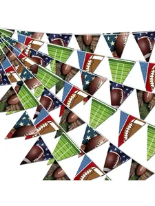 New Super Bowl Decoration Pull Flag Letter Banner Triangle Football Background Prop Party Supplies, Event Decorations & Accessories