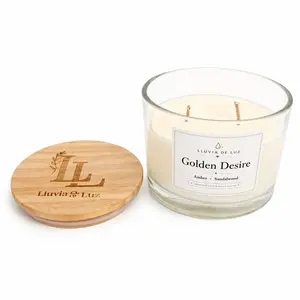 Lluvia De Luz Golden Desire Candle - Hand-Poured Soy Wax with Lavender & Vanilla Scent for Relaxing Atmosphere & Elegant Home Decor