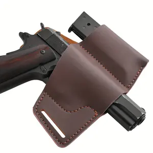 OWB hanging leather holster, multi-functional design with ammo storage, suitable for various firearms including the 1911, G17-G19, etc., ideal for hunting shooting and daily training.
