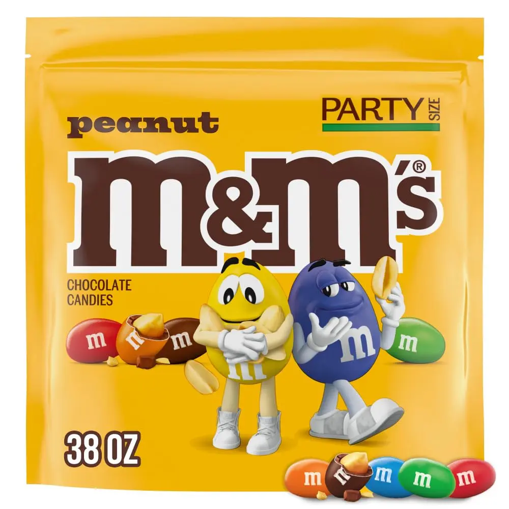 M&M'S Peanut Milk Chocolate Candy Resealable Bulk Party Size 38 oz Bag - Peanuts Ingredient, Allergy Alert, for Birthday, Baking, Snacking (3 Years and Above)