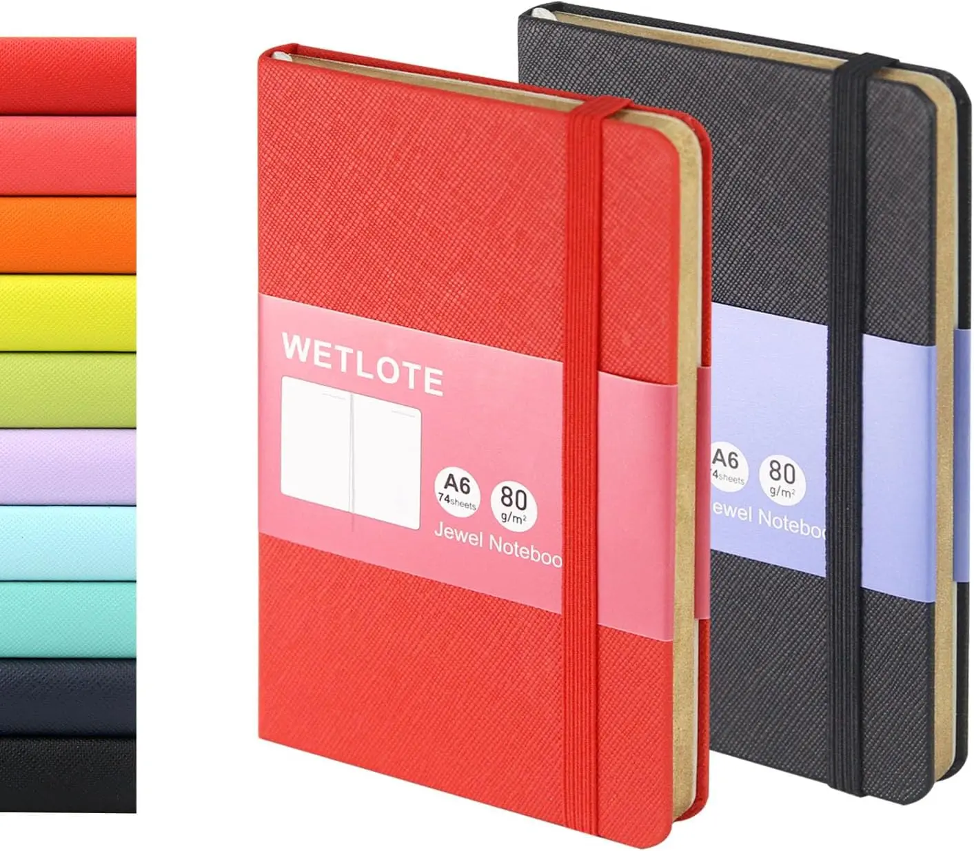 Dot Matrix Hardcover Notebook - 2 Books 3.5“ x 5.5”- Made of sustainable and excellent quality paper, simple, natural and portable, suitable for school, office use (black & red)