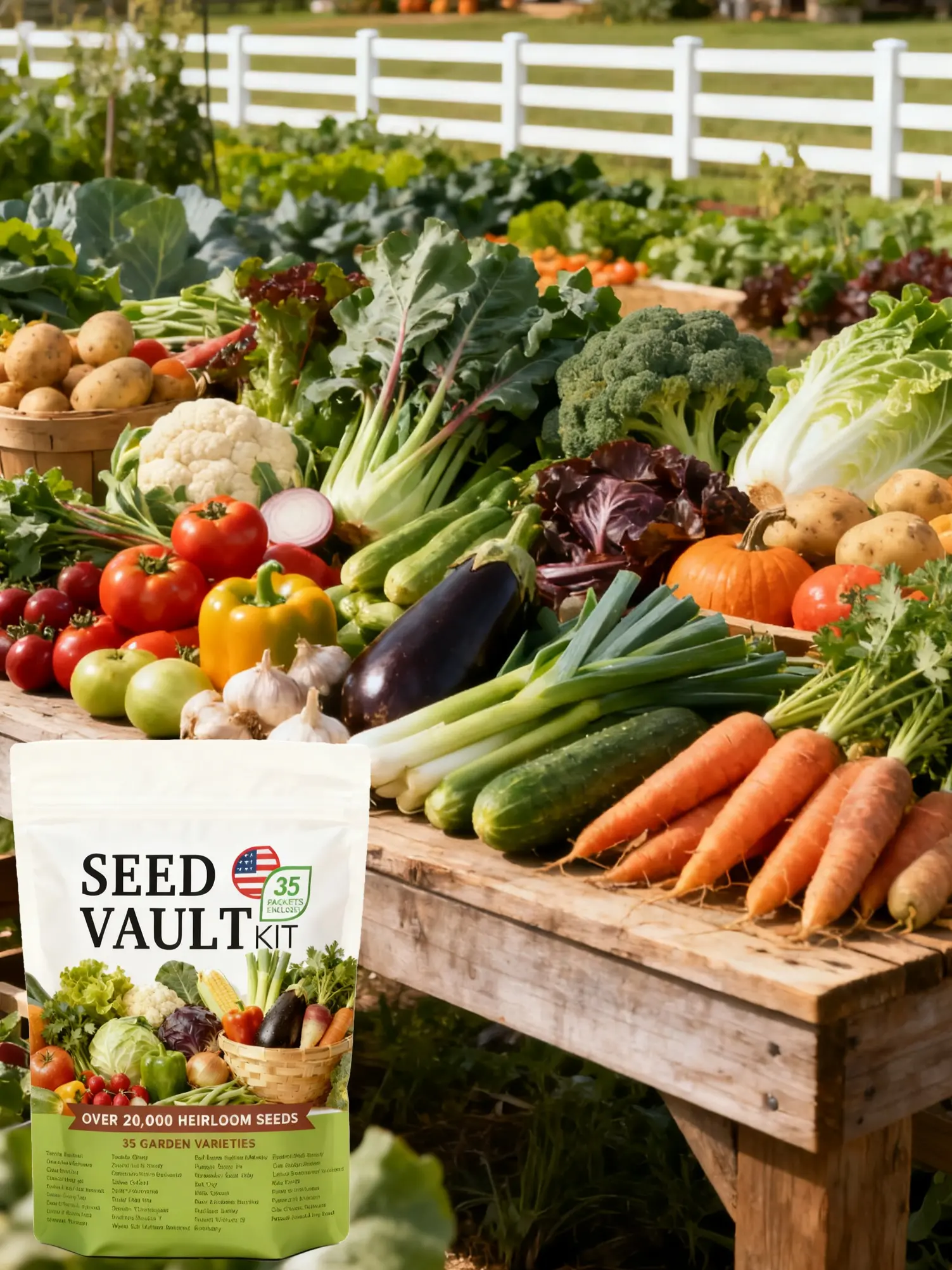 35 Variety Vegetable Seed Vault Kit for Home Gardening – Diverse Assortment for Year-Round Growing and Easy Planting