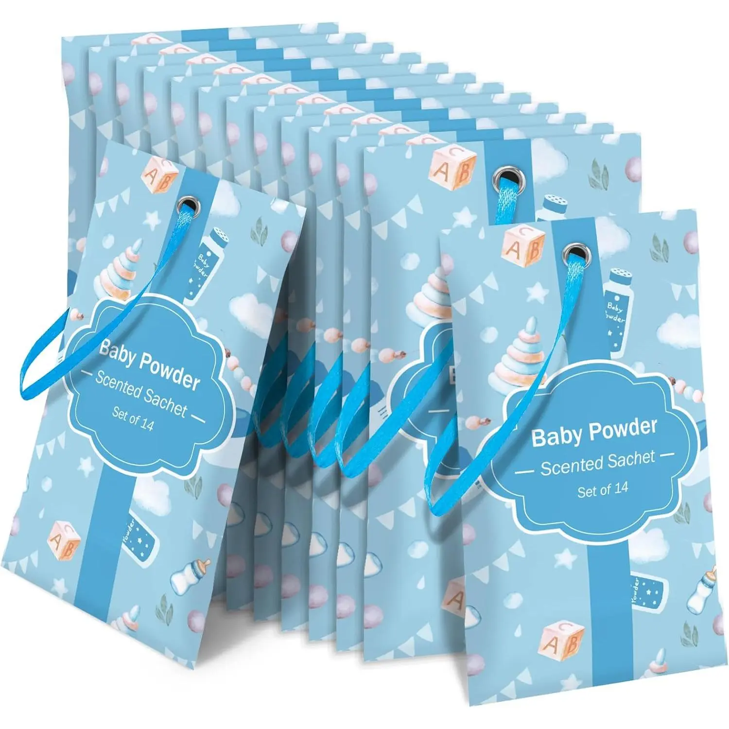 STRN Scented Sachets for Drawer and Closet, Baby Powder Scent Long-Lasting Sachets, 14 Packs for Home Fragrance, Small Space Air Freshener for Wardrobes