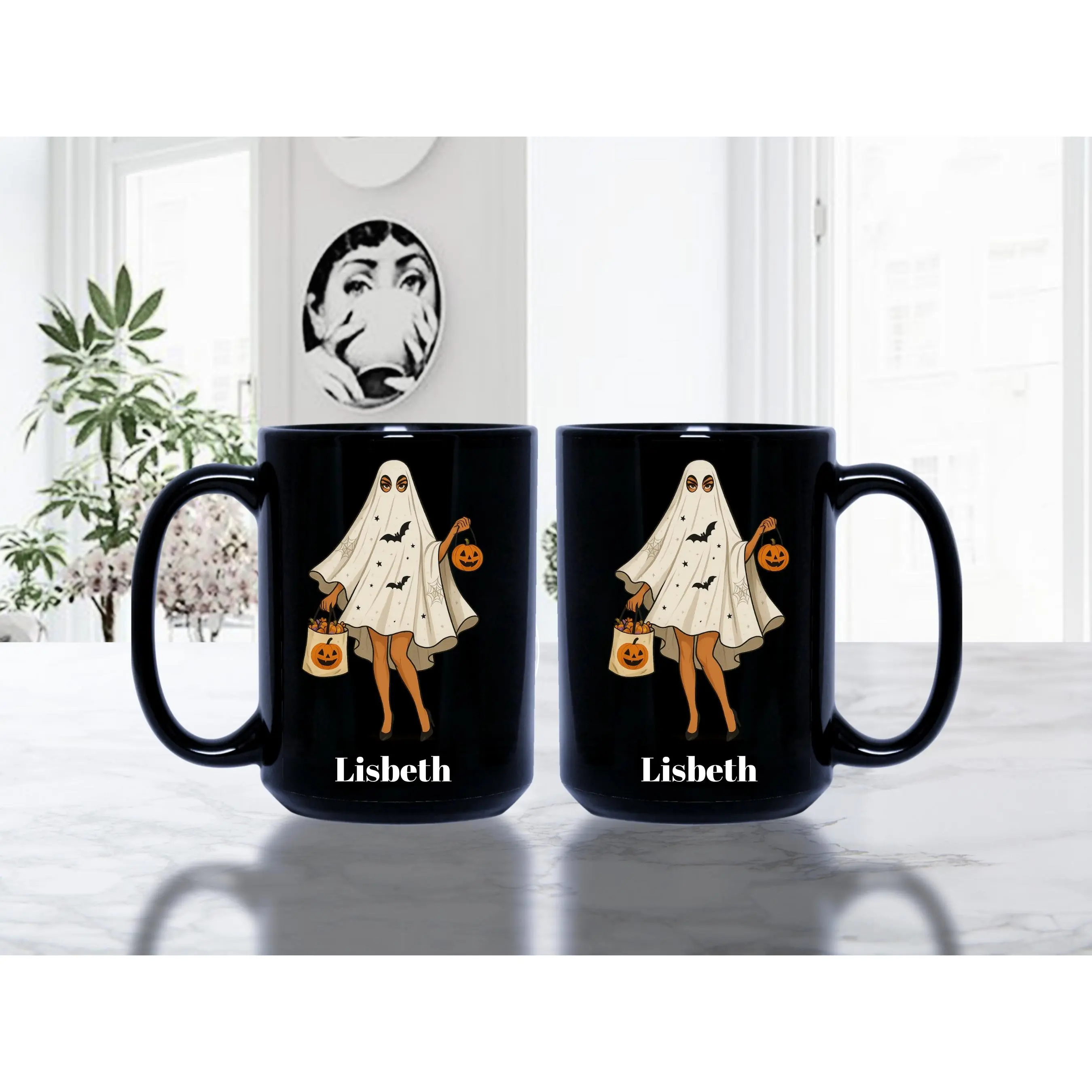 Personalized Halloween Mug | Custom Cute Ghost Mug with Name | Spooky Gift for Her | Fall Pumpkin Cup | Vintage Halloween Gift for Women