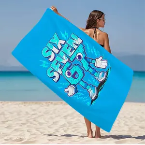 Large Soft Beach Towel with Six Seven67 Cartoon Pattern, Quick Dry Microfiber Bath Towel, Absorbent and Comfortable, Ideal Gift for Beach Vacation