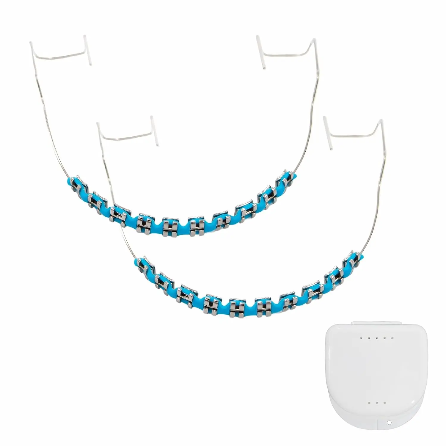 Fake Braces, Temporary Clip on Teeth with Brackets & Wire, Temporary Braces Suitable for Orthodontists to Explain and Practice for Dental Students - Brackets Falsos Para Dientes(Light Blue)
