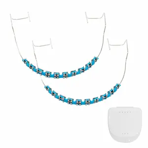 Fake Braces, Temporary Clip on Teeth with Brackets & Wire, Temporary Braces Suitable for Orthodontists to Explain and Practice for Dental Students - Brackets Falsos Para Dientes(Light Blue)