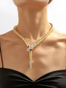 Serpentine necklace | Punk personality hip-hop trend cool neck chain, micro studded with diamonds x agile snake body, one piece to unlock street photography runway highlights, layered and worn alone are super attitude free hip-hop style, full of charm,