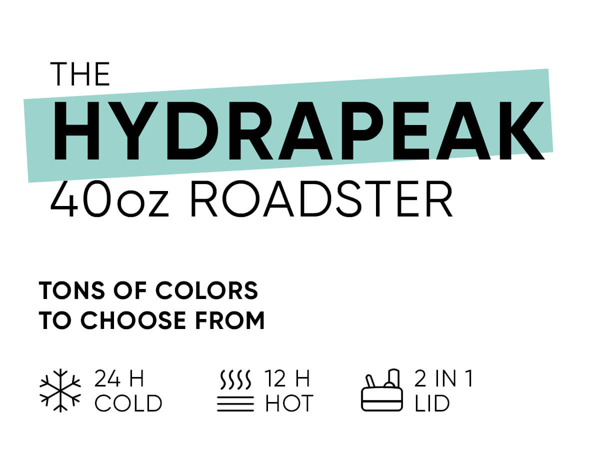 Hydrapeak Roadster 40oz Tumbler with Flip Up Sip & Straw - Insulated Water Bottles, Rubber Bottom, Stainless Steel Drinkware, Leak Proof Portable Travel Flask